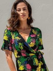 Pour Moi Black Megan Stretch Jersey Wrap Midi Dress - Image 2 of 4