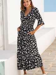 Pour Moi White Carmen Fuller Bust Elasticated Neckline Midaxi Dress - Image 1 of 4