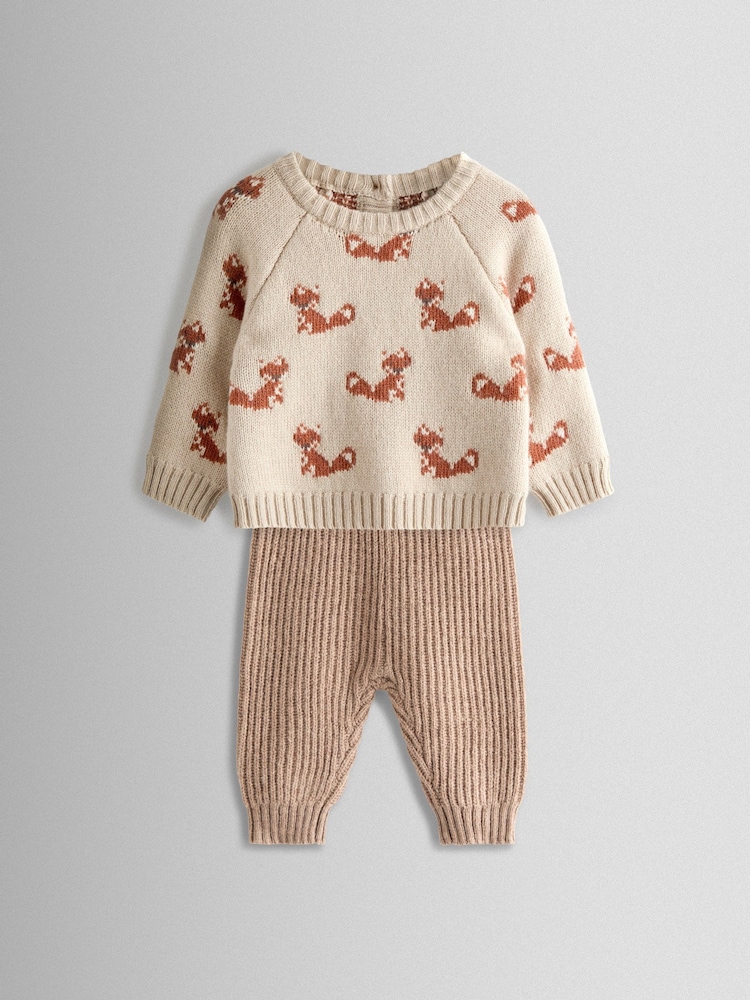 JoJo Maman Bébé Natural Knit Top & Bottom Set - Image 1 of 6 JoJo Maman Bébé Natural Knit Top & Bottom Set - Image 1 of 6