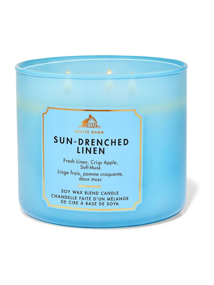Bath & Body Works Sundrenched Linen 3 Wick Candle 14.5 oz / 411 g - Image 1 of 1