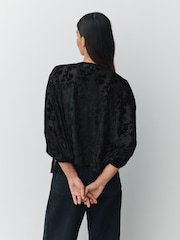 Black Devore Short Sleeve Cover Up - Image 3 of 3
