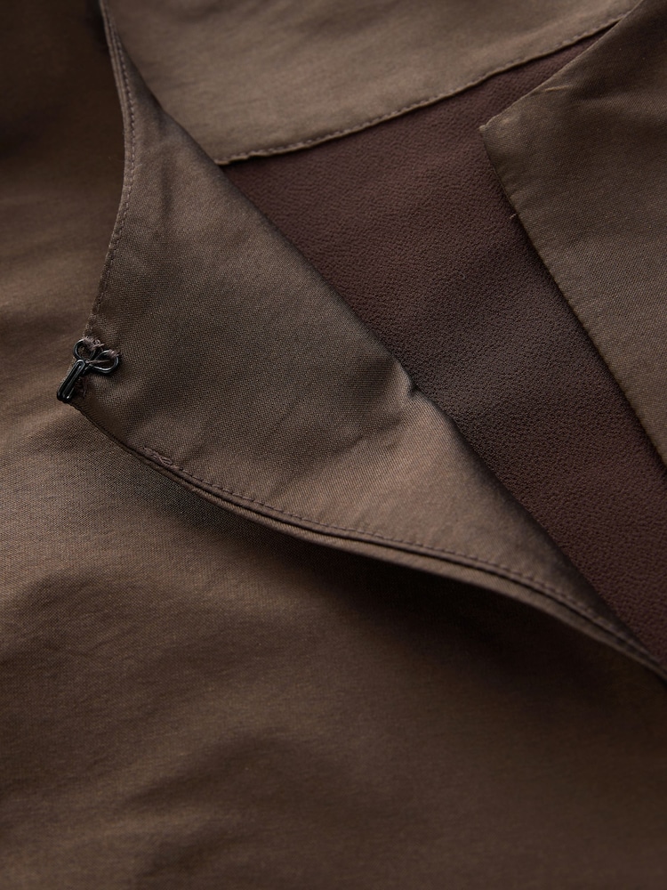 Chocolate Brown Bubble Sleeve Cropped Jacket - Image 2 of 3