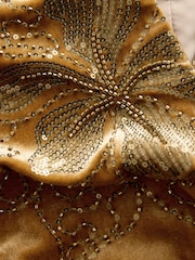 Gold - Velvet Embroidered Tie Waist Jacket - Bild 10 von 11