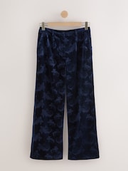 Navy Velvet Embossed Wide Leg Trousers - Image 6 of 8