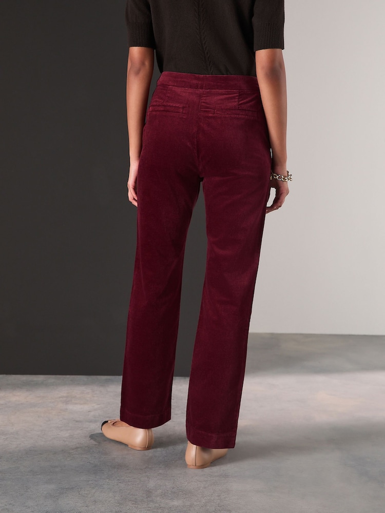 Berry Red Velvet Straight Leg Trousers - Image 2 of 9 Berry Red Velvet Straight Leg Trousers - Image 2 of 9