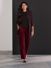 Berry Red Velvet Straight Leg Trousers - Image 3 of 9