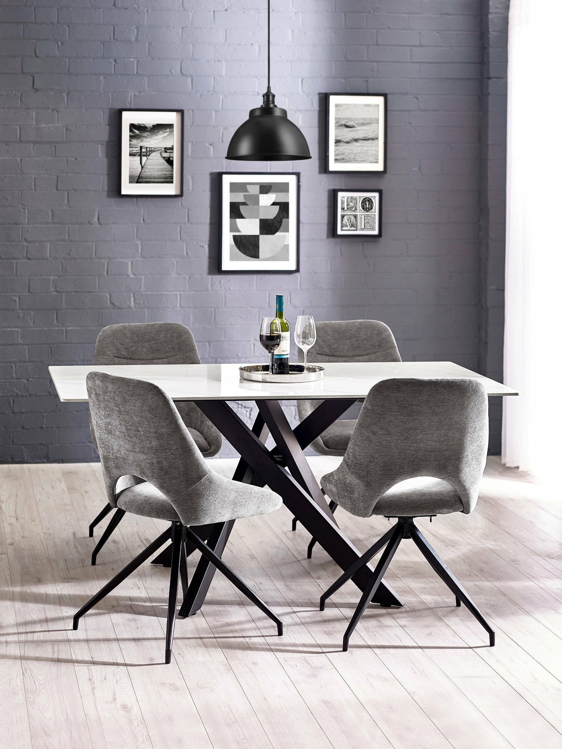 B&Q -  Bradley White Marble Dining Table - Image 6