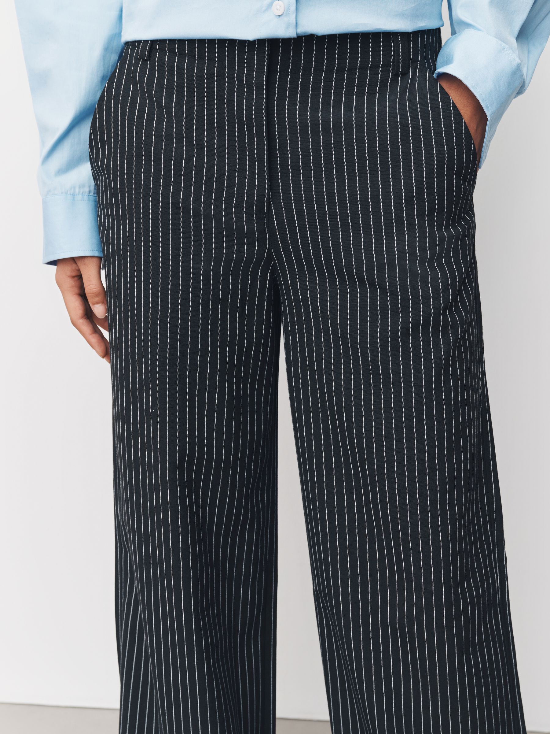 Buy Black/White Pinstripe Smart Wide Leg Trousers from Next USA