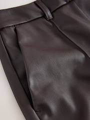 Chocolate Brown Faux Leather Straight Leg Trousers - Image 2 of 3