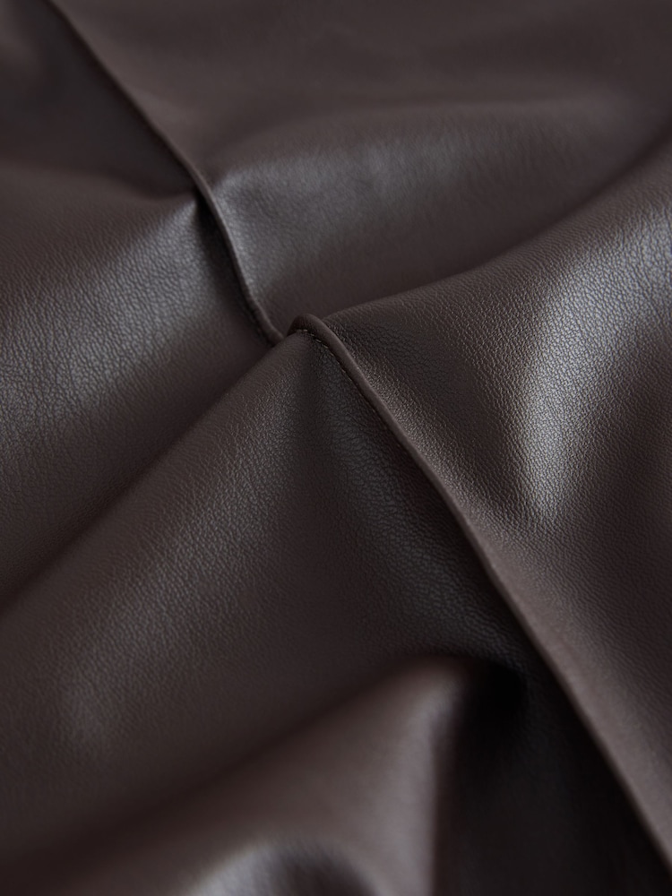 Chocolate Brown Faux Leather Straight Leg Trousers - Image 3 of 3 Chocolate Brown Faux Leather Straight Leg Trousers - Image 3 of 3