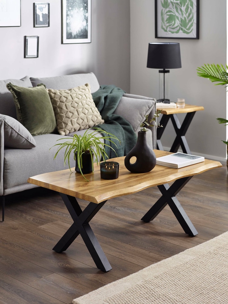 Julian Bowen Oak Black Harvey Coffee Table - Image 1 of 4