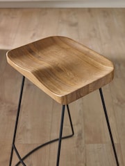 Julian Bowen Set of 2 Brown Black Travis Bar Stools - Image 2 of 7
