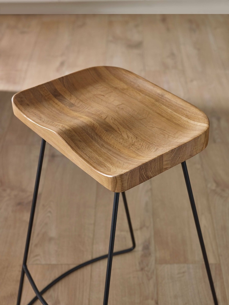 Julian Bowen Set of 2 Brown Black Travis Bar Stools - Image 2 of 7