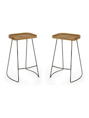 Julian Bowen Set of 2 Brown Black Travis Bar Stools - Image 3 of 7