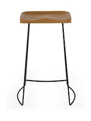 Julian Bowen Set of 2 Brown Black Travis Bar Stools - Image 4 of 7