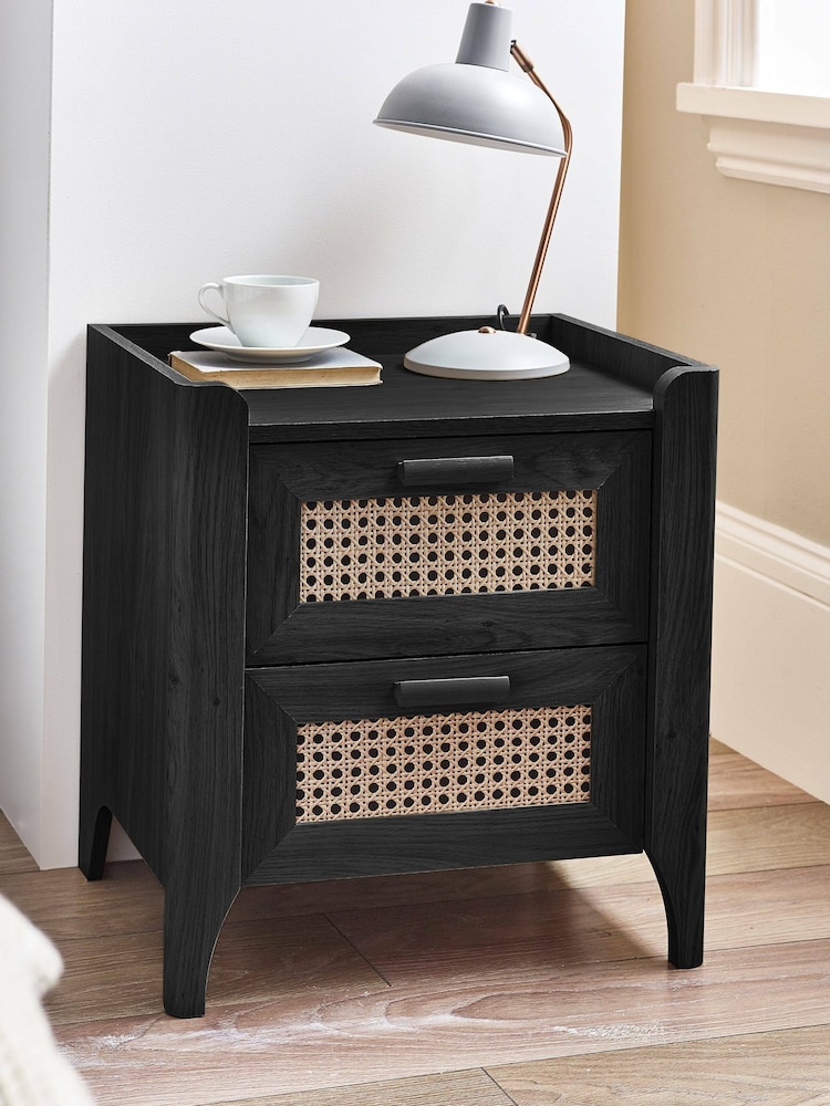 Julian Bowen Black Sydney 2 Drawer Bedside - Image 1 of 10