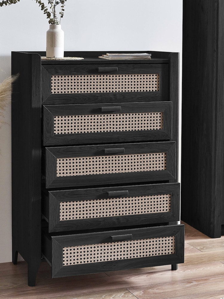 Julian Bowen Black Sydney 5 Drawer Chest - Image 1 of 10