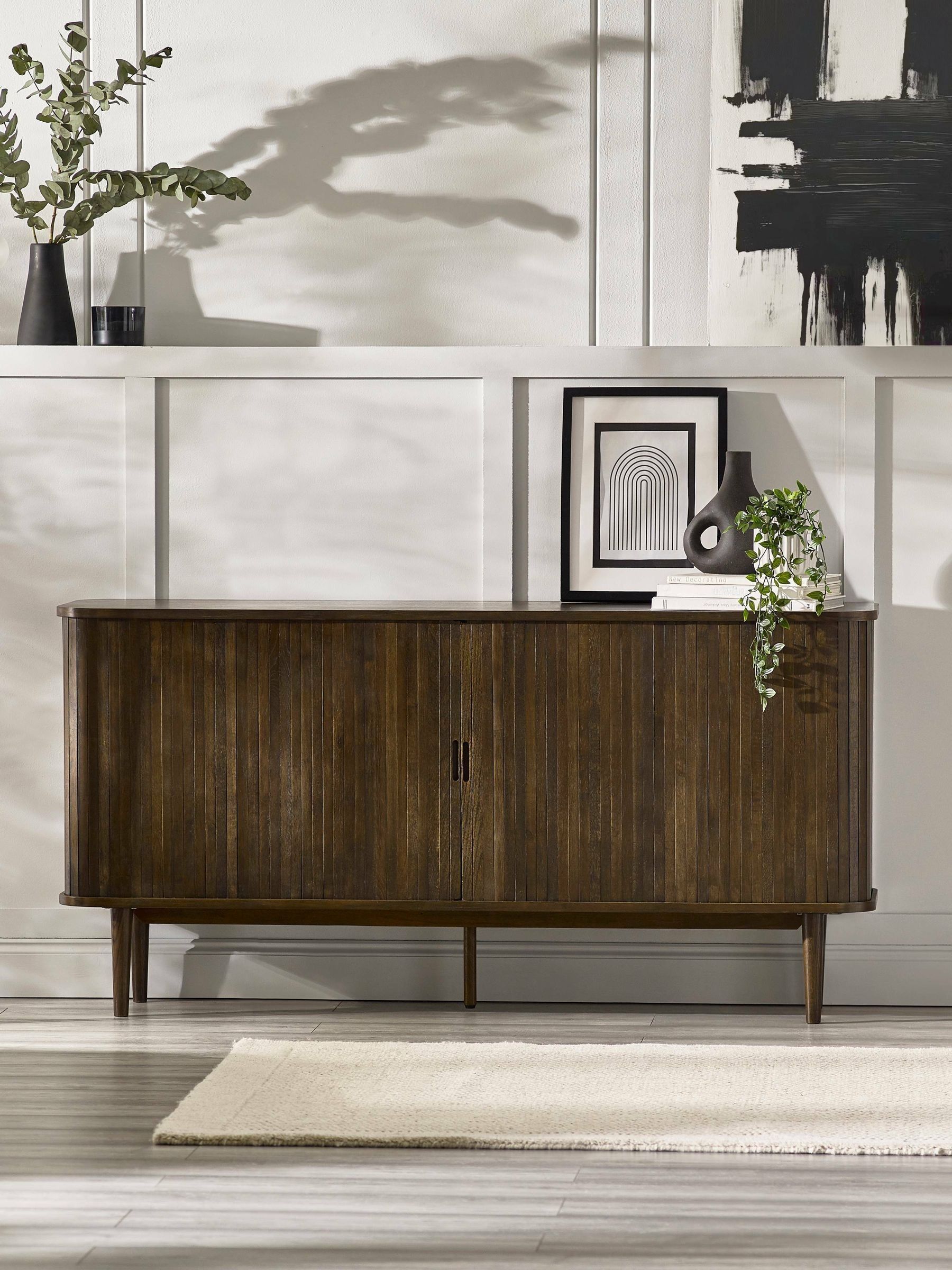 Julian Bowen Arya Sideboard - Dark Oak Effect - 160cm Wide - 2 Drawers 4 Shelves - Image 3