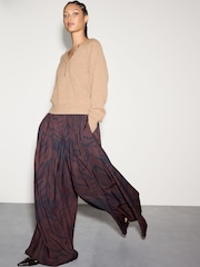 Black/Brown Tiiger Print Palazzo Trousers - Image 1 of 7