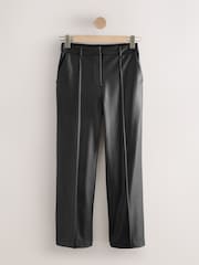 Black Faux Leather Straight Leg Trousers - Image 1 of 3