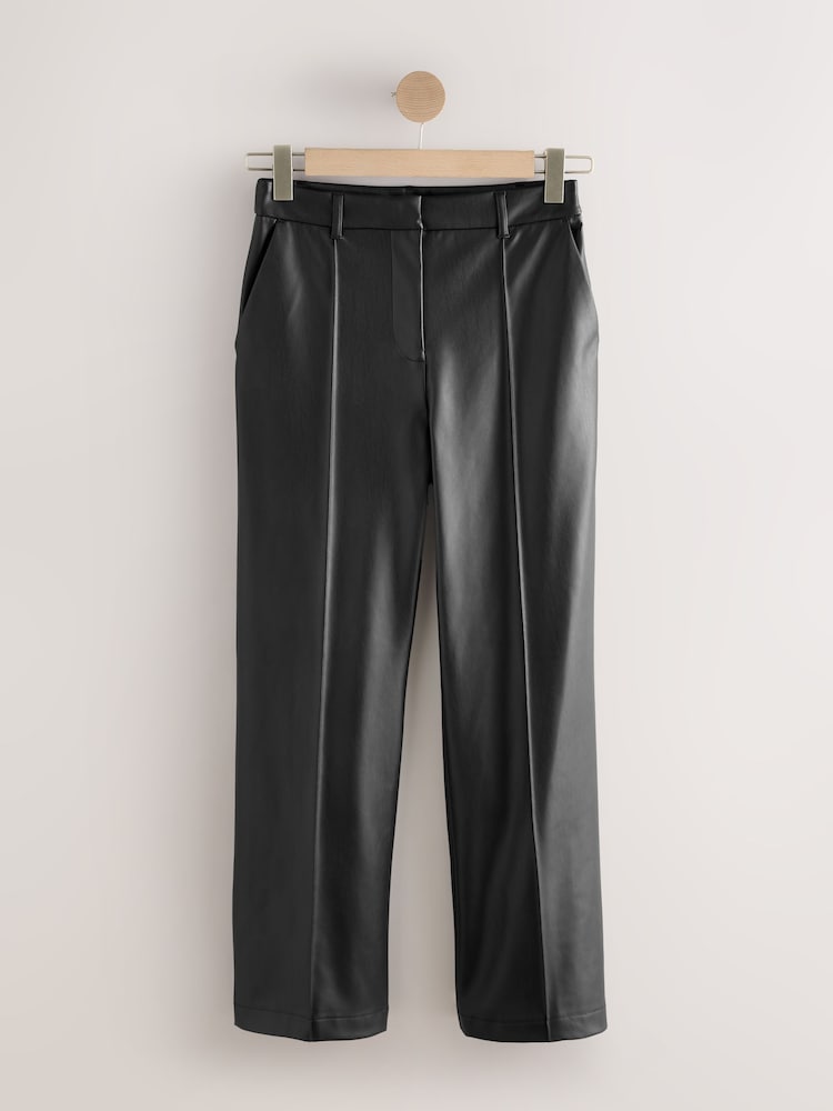 Black Faux Leather Straight Leg Trousers - Image 1 of 3