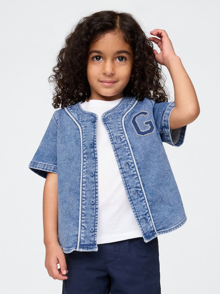 Gap Blue Denim Logo Baseball Jersey Shirt (6mths-5yrs) - Image 1 of 3