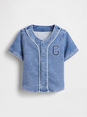 Gap Blue Denim Logo Baseball Jersey Shirt (6mths-5yrs) - Image 2 of 3