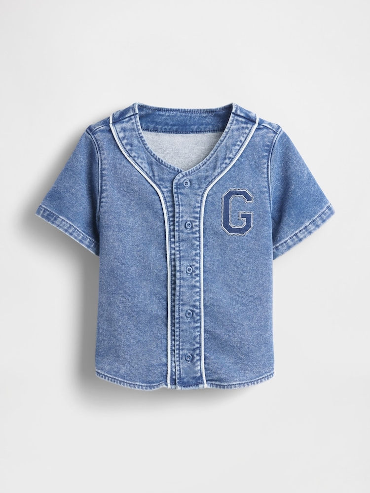 Gap Blue Denim Logo Baseball Jersey Shirt (6mths-5yrs) - Image 2 of 3