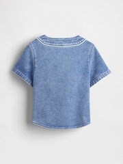 Gap Blue Denim Logo Baseball Jersey Shirt (6mths-5yrs) - Image 3 of 3