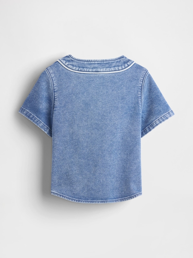 Gap Blue Denim Logo Baseball Jersey Shirt (6mths-5yrs) - Image 3 of 3
