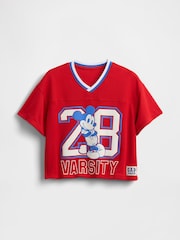 Gap Red Mickey Mouse Disney Mesh Jersey Short Sleeve T-Shirt (6mths-5yrs) - Image 1 of 3