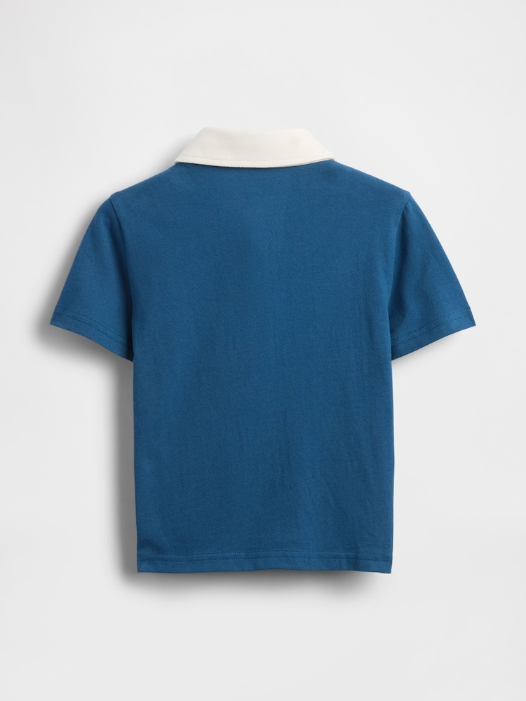 Gap Blue Logo Pique Polo Short Sleeve Shirt (6mths-5yrs) - Image 2 of 3 Gap Blue Logo Pique Polo Short Sleeve Shirt (6mths-5yrs) - Image 2 of 3