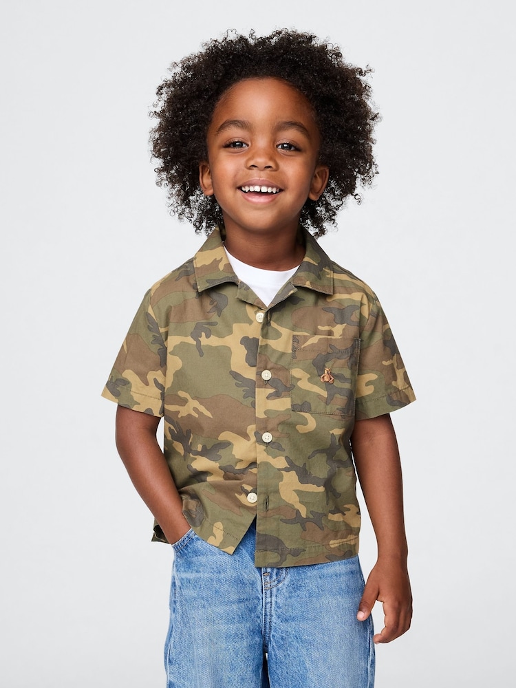 Gap Green Camo Brannan Bear Cabana Short Sleeve Shirt (6mths-5yrs) - Image 1 of 3