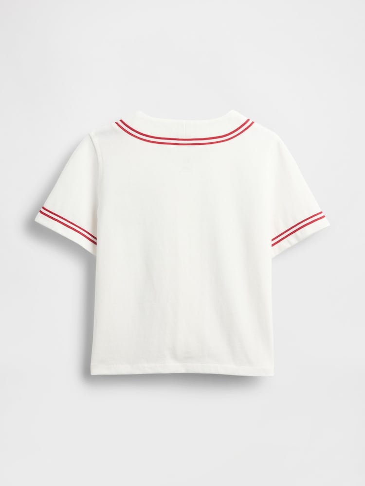 Gap White Logo Baseball Jersey Shirt (6mths-5yrs) - Image 2 of 2