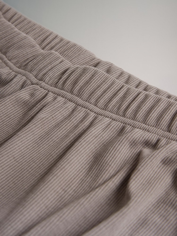 The Set Mink/Grey 2 Pack Soft Touch Ribbed Long Sleeve Leg Pyjamas - Image 7 of 7