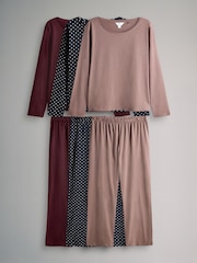The Set Berry/Pink/Spot 3 Pack Long Sleeve Long Leg Jersey Pyjamas - Image 1 of 9