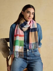 Joules Langtree Pink & Green Large Scarf - Image 1 of 7