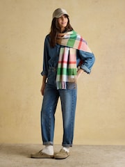 Joules Langtree Pink & Green Large Scarf - Image 3 of 7