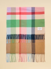 Joules Langtree Pink & Green Large Scarf - Image 6 of 7