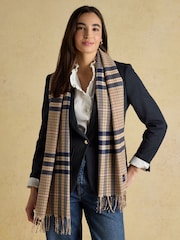 Joules Langtree Neutral & Navy Large Scarf - Image 3 of 7