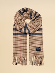 Joules Langtree Neutral & Navy Large Scarf - Image 5 of 7