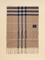 Joules Langtree Neutral & Navy Large Scarf - Image 6 of 7