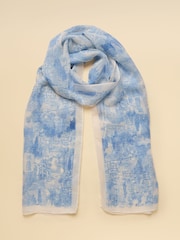 Joules Abberton Blue Ecru Toile De Jouy Printed Scarf - Image 1 of 6