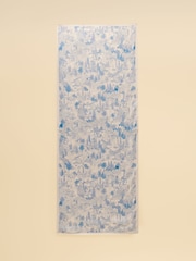 Joules Abberton Blue Ecru Toile De Jouy Printed Scarf - Image 6 of 6