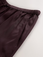 Chocolate Brown Satin Tie Waist Wide Leg Trousers - Image 7 of 8
