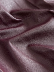 Berry Red Faux Leather Midi Kilt Skirt - Image 7 of 8
