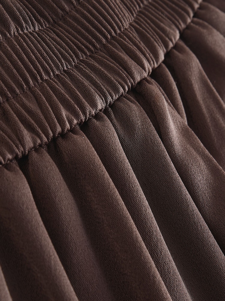 Chocolate Brown Satin Elastic Back Wide Leg Trousers - Image 4 of 4 Chocolate Brown Satin Elastic Back Wide Leg Trousers - Image 4 of 4