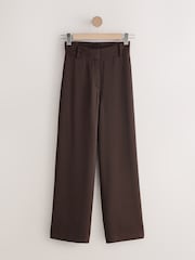 Chocolate Brown Satin Elastic Back Wide Leg Trousers - Image 5 of 8
