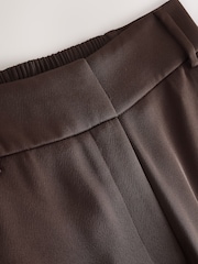 Chocolate Brown Satin Elastic Back Wide Leg Trousers - Image 6 of 8