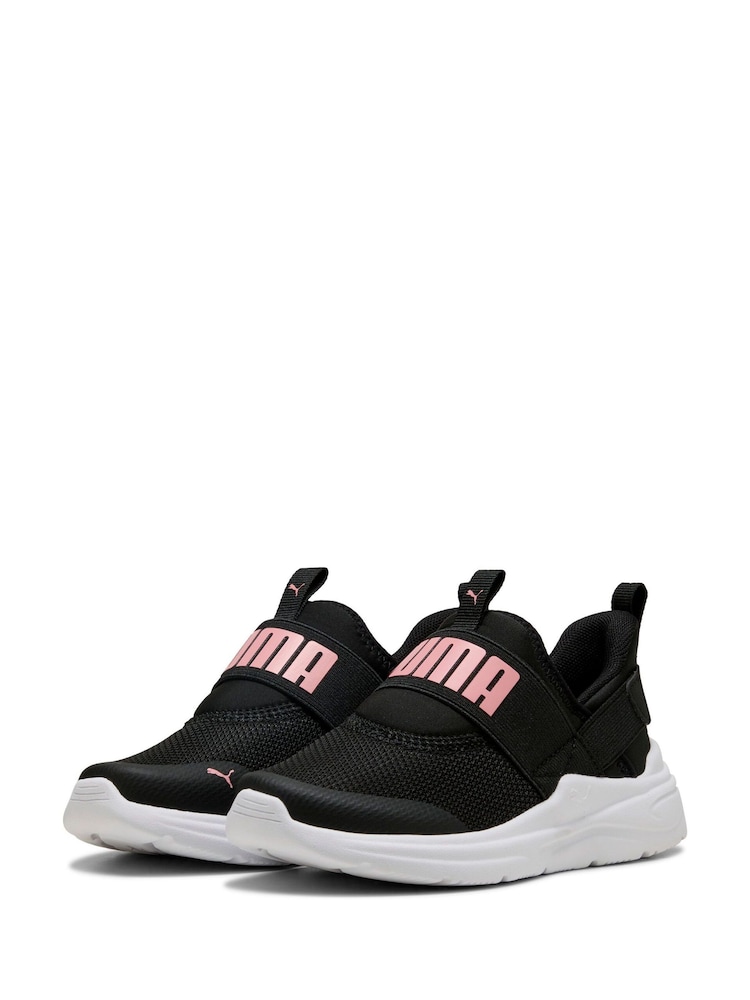 Puma Black/Pink Girls Junior Softride Wired 2 Sliptech Trainers - Image 1 of 6 Puma Black/Pink Girls Junior Softride Wired 2 Sliptech Trainers - Image 1 of 6